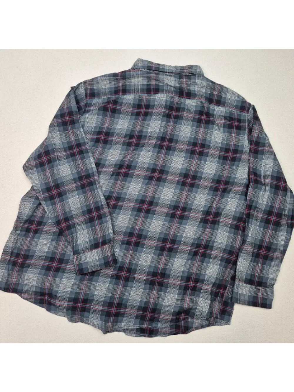Sonoma Men's Long Sleeve Plaid Flannel Button Up Shirt Gray/Red/Blue Sz 4XL